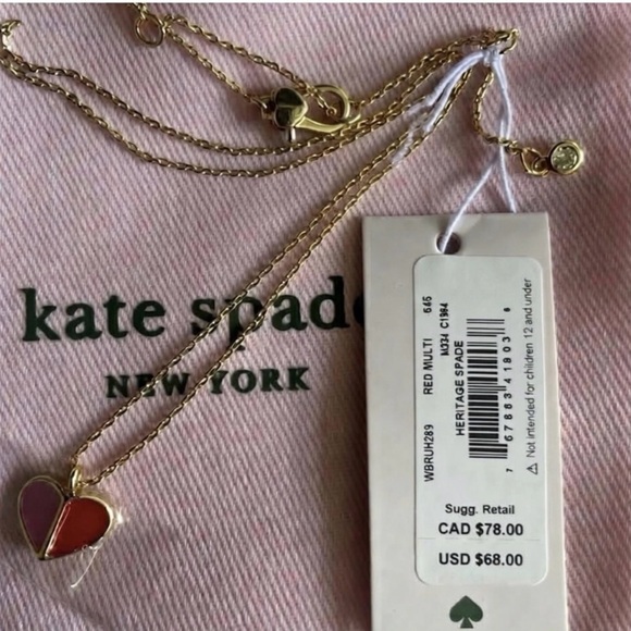 KATE SPADE ♠️ Heritage Heart Red/Pink Necklace - Picture 6 of 7
